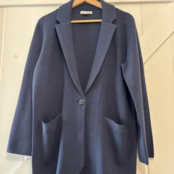 J. Crew Wool Blend Navy Sweater Blazer Coatigan Classic Preppy Career Small - Picture 3 of 10